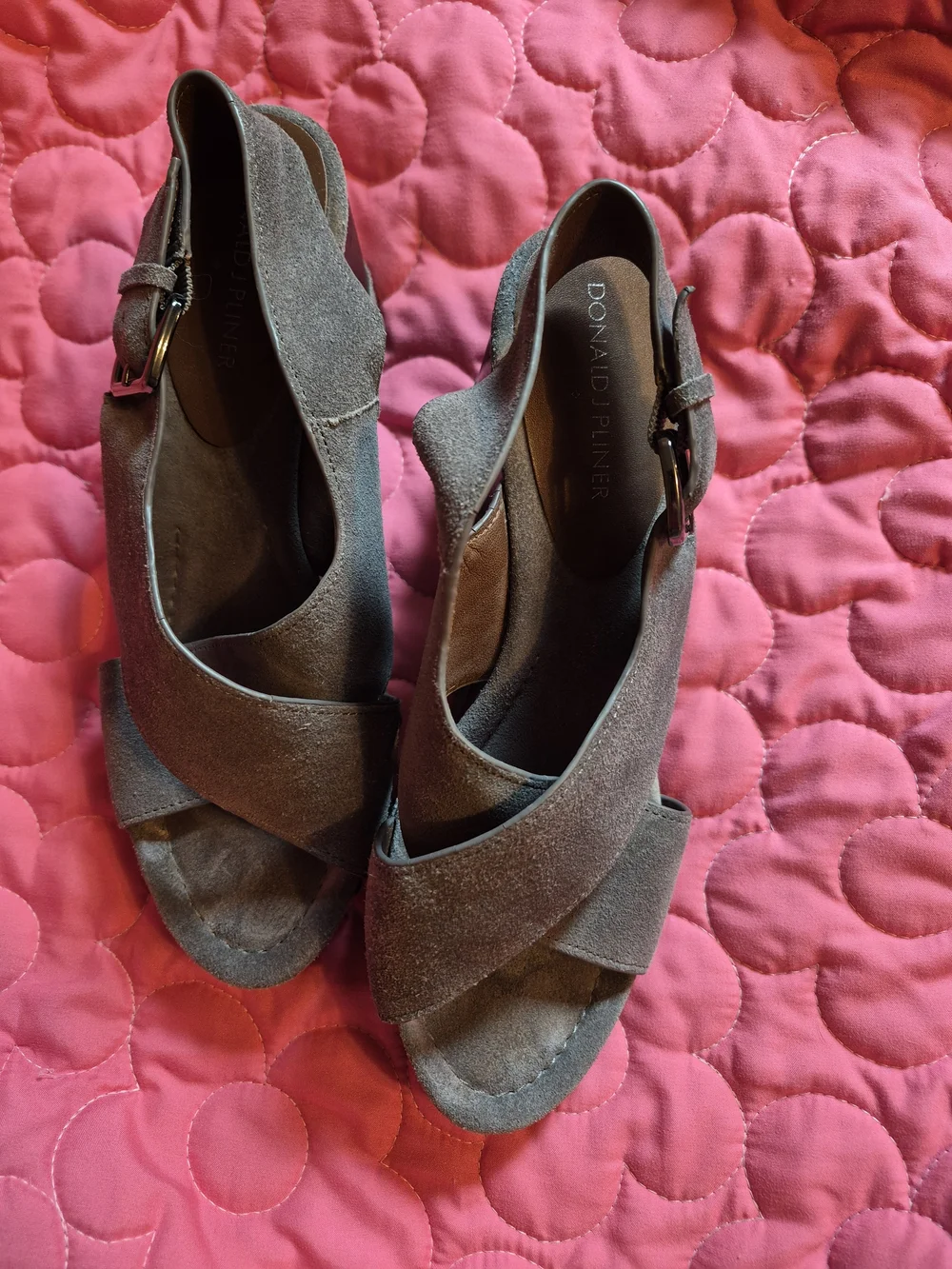 Donald J. Pliner Brown Suede Crisscross Wedge Sandals